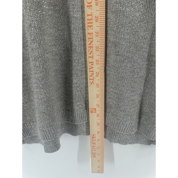 NWT J Jill Womens Sz XL Silver Metallic Zinc Knit Pullover Sweater Sparkle AA03 - Picture 4 of 8